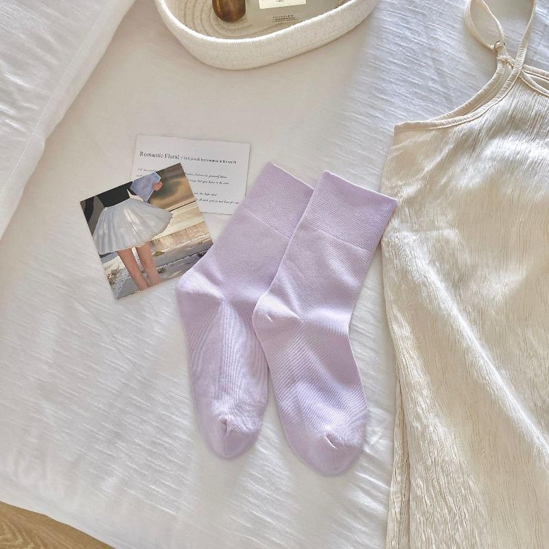 Nicht pillende mittellange Socken für Damen, reine Baumwolle, locker sitzend, Weiß für die Zeit nach der Geburt sowie Frühling und Herbst