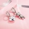 Retro Korean Asymmetrical Bear & Heart Letter Earrings - Women's Unique Creative Ear Hoops & Cuffs