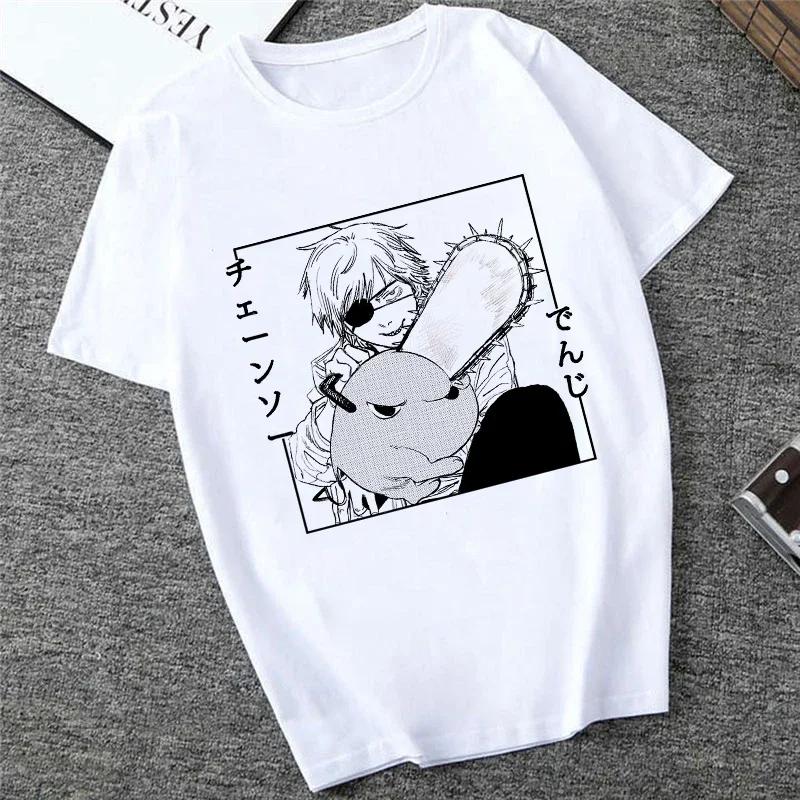 Chainsaw Unisex Anime Denji Pochita Makima Printed Tshirt Unisexs and Womens Tshirt Unisexs Top Sports Tshirt Unisexs Tshirt Summer