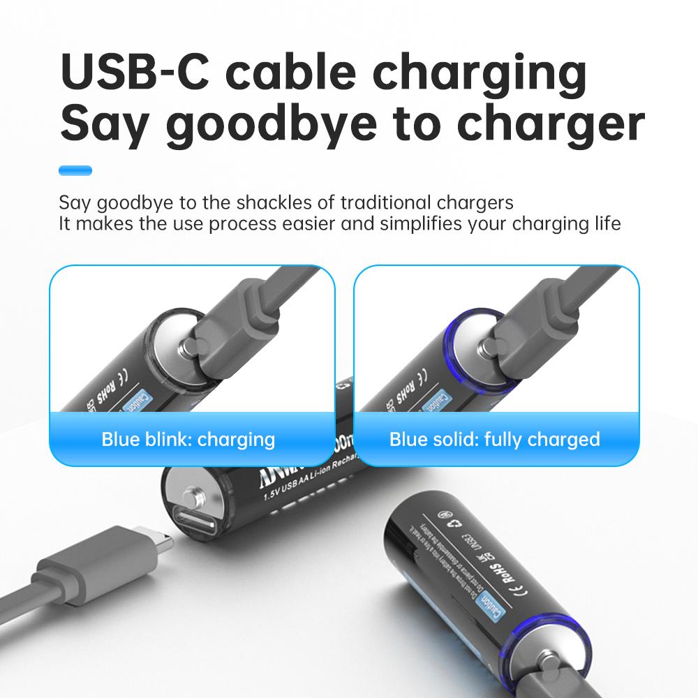 AJNWNM New 1.5V AA Li-ion Battery 3500mwh Li-Polymer USB Rechargeable Lithium USB Battery AA with USB Charging Function