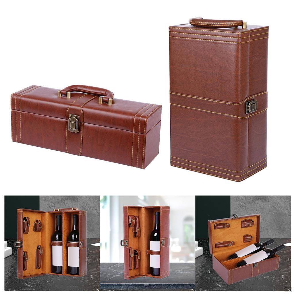 Box PU Leather with Accessories Stopper, Pourer, Corkscrew, for Lover Gift Holiday Events