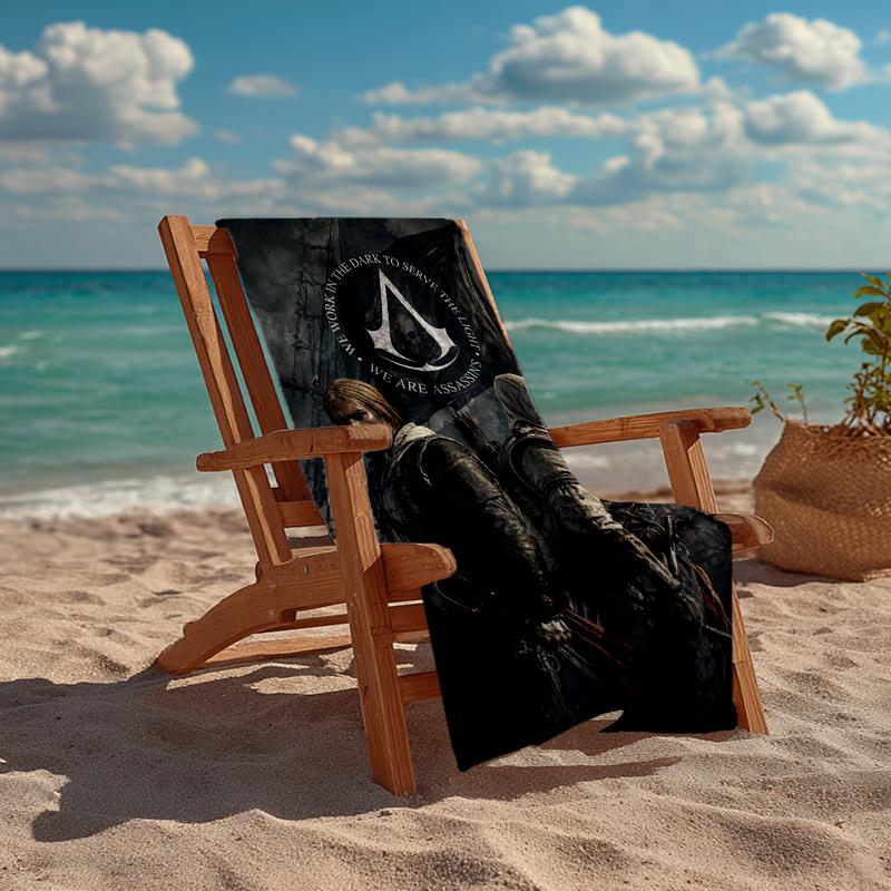 Ultra-weiches Strandtuch mit Assassin's Creed-Thema, Ideal für Pool - Camping, Tauchen - Perfekter Reisebegleiter, Lebendiges Strandtuch.