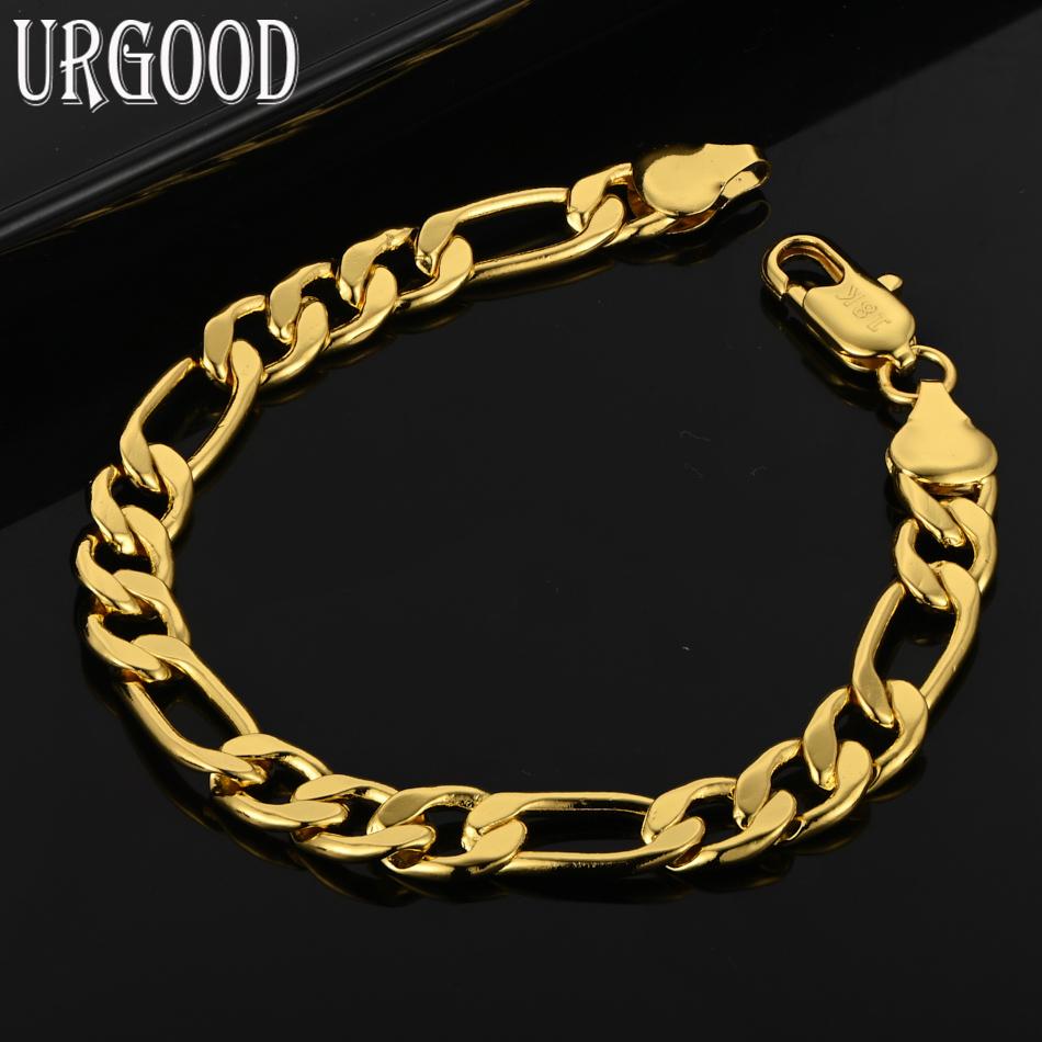 Náramek z 925 Sterlingového stříbra 8mm boční řetízek zlatý módní svatební šperk