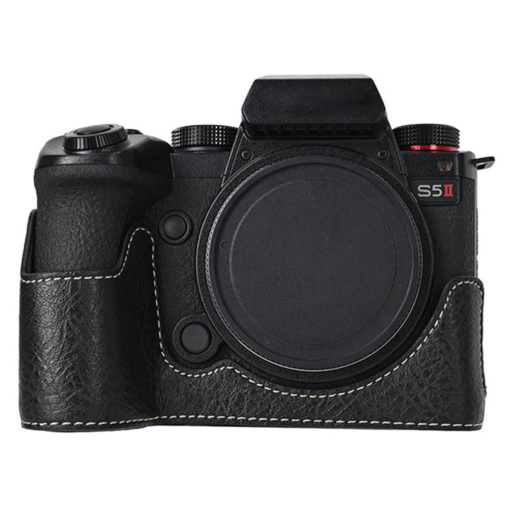 For Panasonic Lumix S5/S5 II Camera Case Large Cutout Litchi Texture PU Leather Protective Cover A