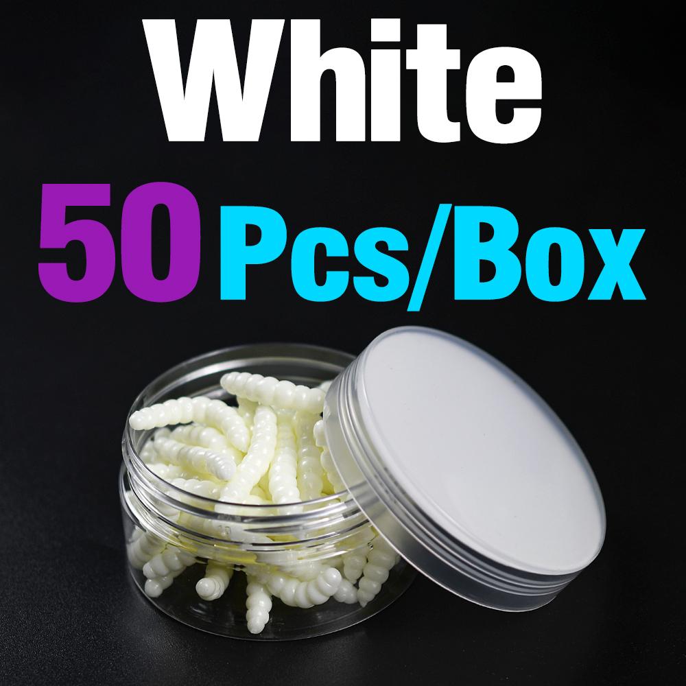 50Pcs/Box Soft Fishing Lure Lifelike Worms Silicone Baits 0.6g/38mm Bass Carp Artificial Bait Jigging Wobblers Fishing Tackles