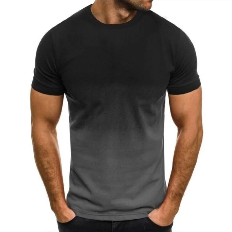Summer Thin Loose Short Sleeve Fashion 3D Gradient Printed Round Collar Leisure Oversized Men's T-shirts