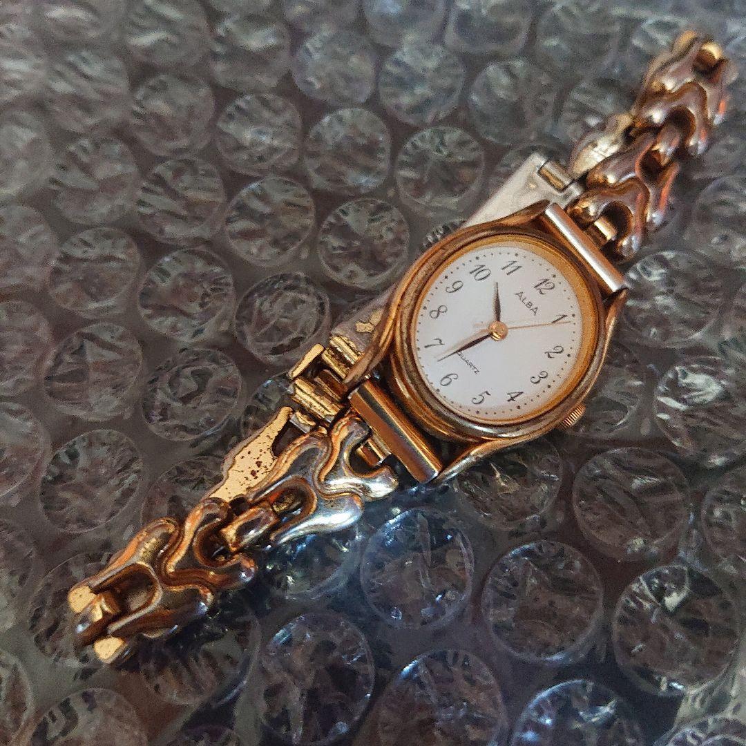 SEIKO ALBA V401 Часы Золотой Браслет Дизайн Цепочка