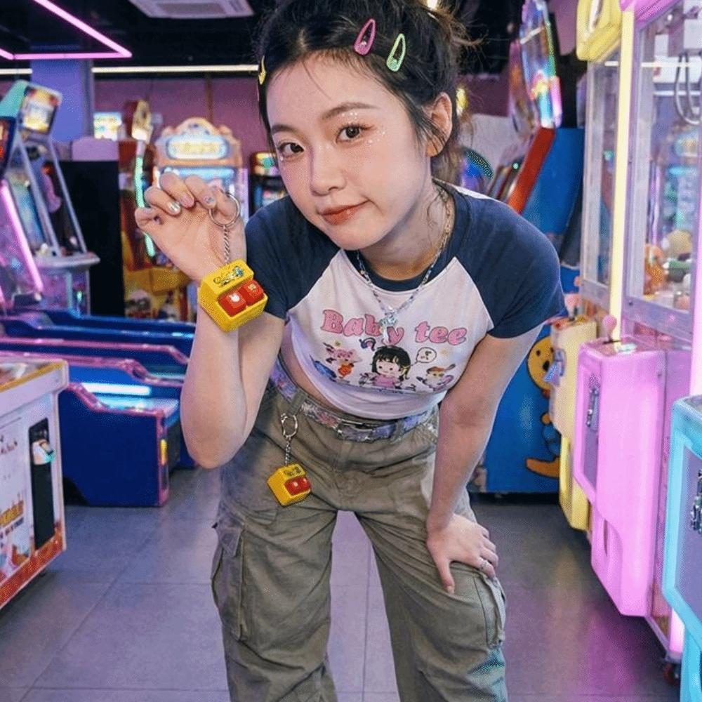 Fingertip Button Keyboard Games Keychain Plastic Phone Stand  Hanging Ornament