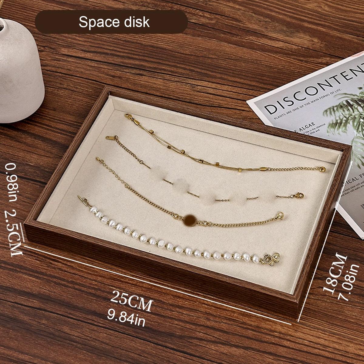 

1pc Walnut wood grain jewelry box, jewelry storage tray, store counter display tray, used for rings, necklaces, earrings