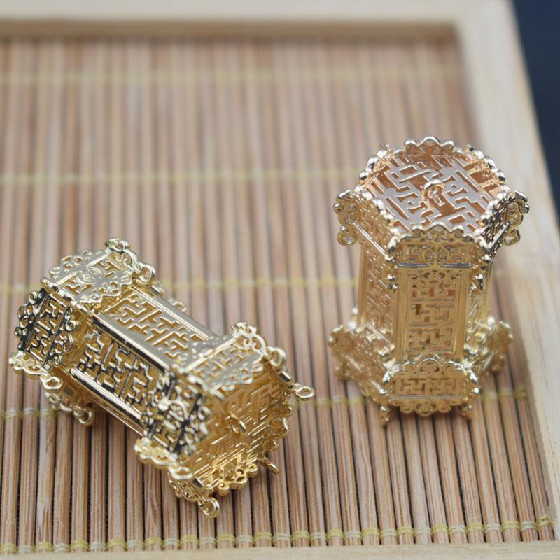 Color-Preserving KC Gold Copper Water Drop Crown Lantern Bell Flower Jewelry Piece