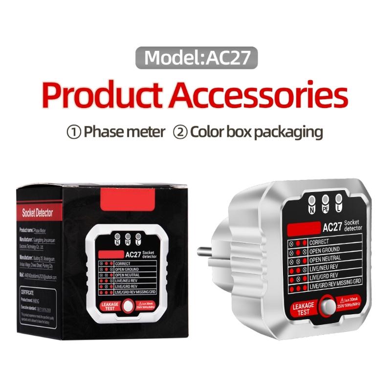 Outlet Tester Advanced Receptacle Tester with Voltage-Display 250V Power Socket Automatic Electric Circuit Polarity-