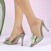 Big Size 42 43 Green Shoes For Women Summer Party Slippers Sandals Fashion Orchid Pointed Toe Thin High Heels Mules Slides