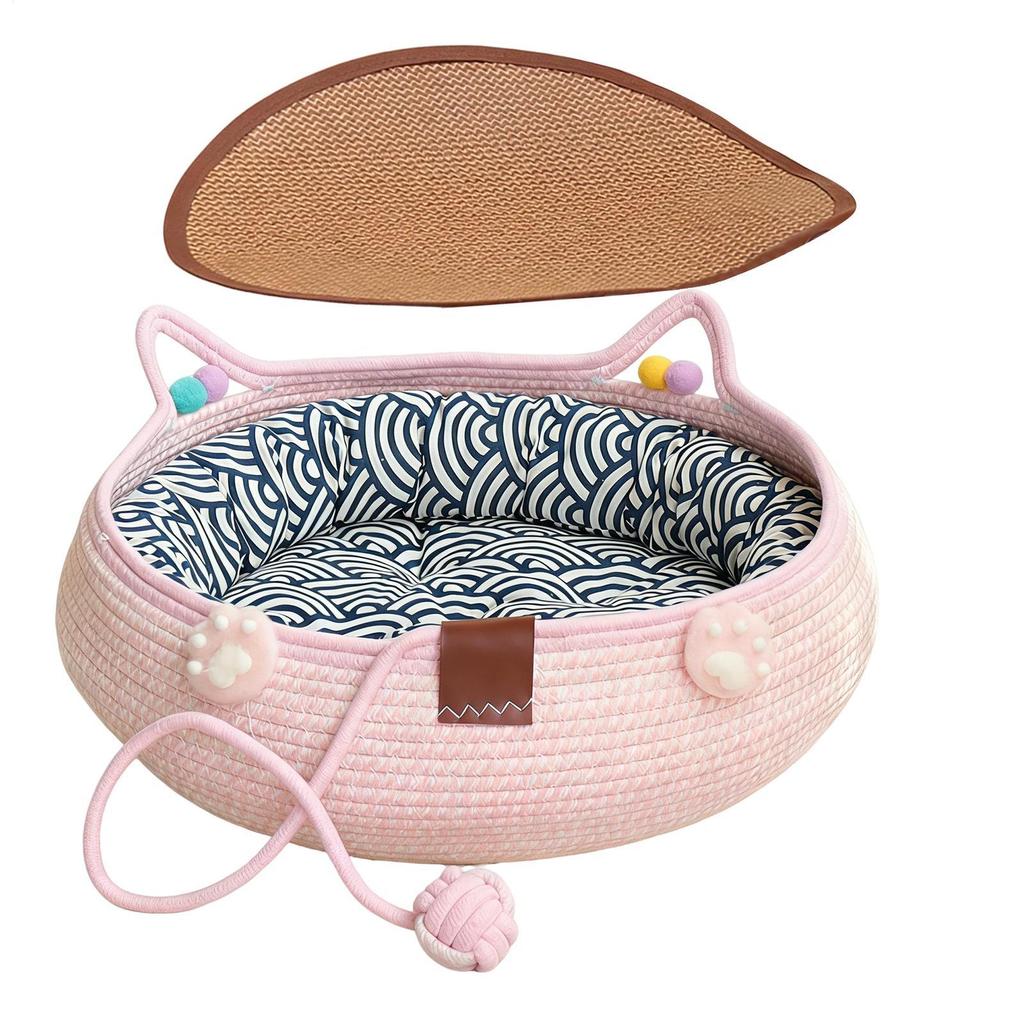 Cat Bed Cute Soft With Cushion Bed Cat Nest Set For Kitten Puppy Indoor Home Sleeping Play Enrichment Interaction Calming All