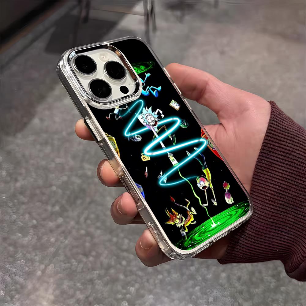 Mad Scientist R-Ricks Phone Case For IPhone 17 Air 16 E 15 14 13 12 11 Plus Pro Max Electroplated Transparent Soft Shell