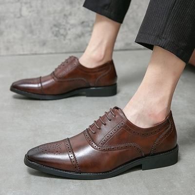 Brytyjska Moda Nowe Biznesowe Oksfordy Męskie Brązowe Czarne Sznurowane Lakierowane Skórzane Buty Formalne Męskie Biuro Ślub Studniówka Płaskie