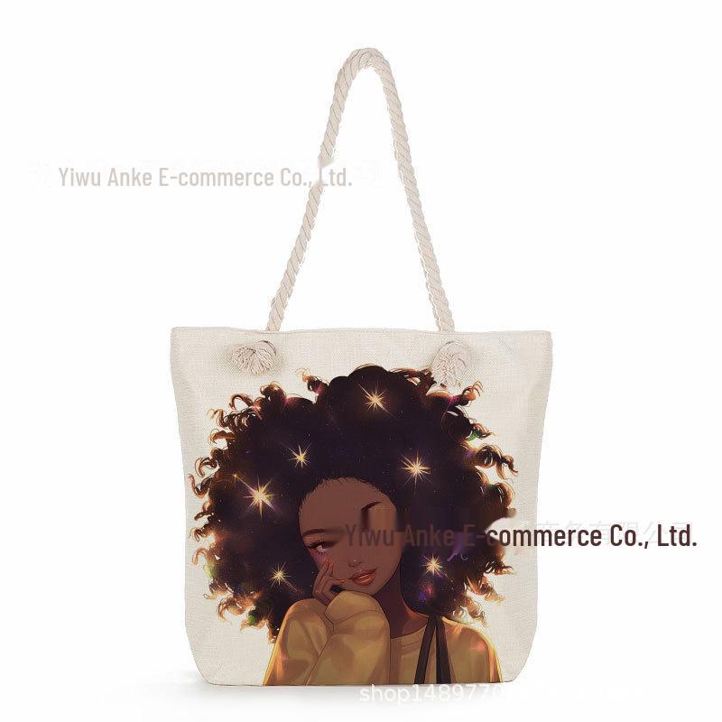 "Women's Lightweight Printed Handbags: Stylish Rope-Strap Shoulder Bags for a Versatile Beach Look"