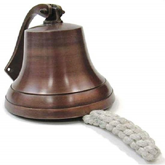 Sino de navio de cobre escuro pendurado na parede com corda decoração náutica decoração rústica para casa presentes