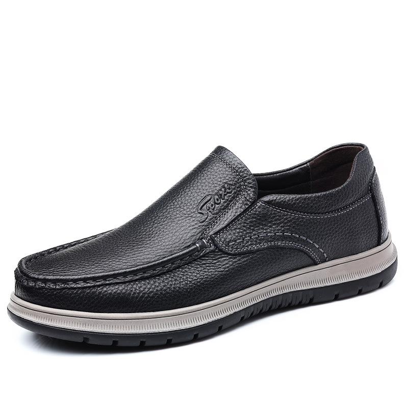 Autumn Casual Foot Leather Shoes Men's Low-top Lazy One-pedal Shoes Men's Soft Soles Middle-aged and Elderly