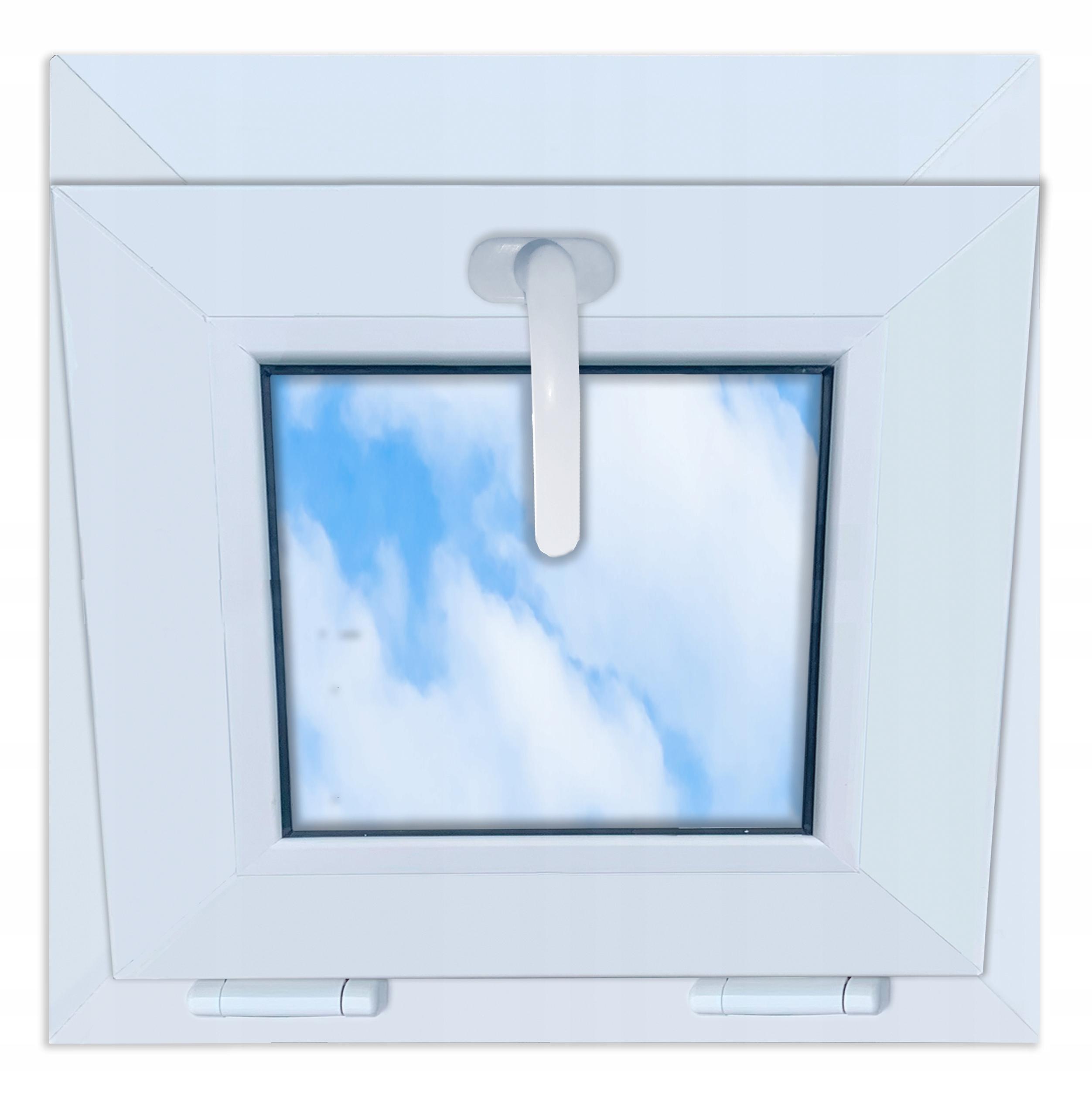 Biely plastový okenný rám 45x45 výklopný 450x450 horné otváranie dvojité sklo nový
