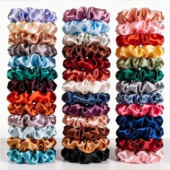 19Pcs Women Hair Tie Smooth Satin Elastic Hair Bands Gentle On Scalp Hair Ropes Daily Party Outing Hair
