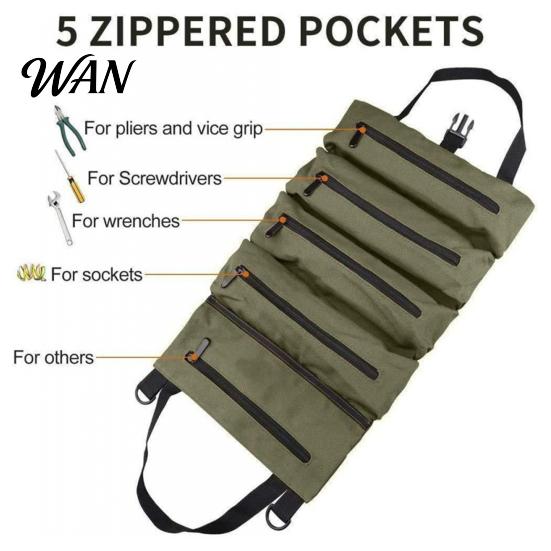 Heavy-duty Tool Pouch Oxford Cloth Organizer Bag for Car Multi-Function Portable Storage with 5 Zippers Back Seat Hanging Auto Repair Zipper Partition