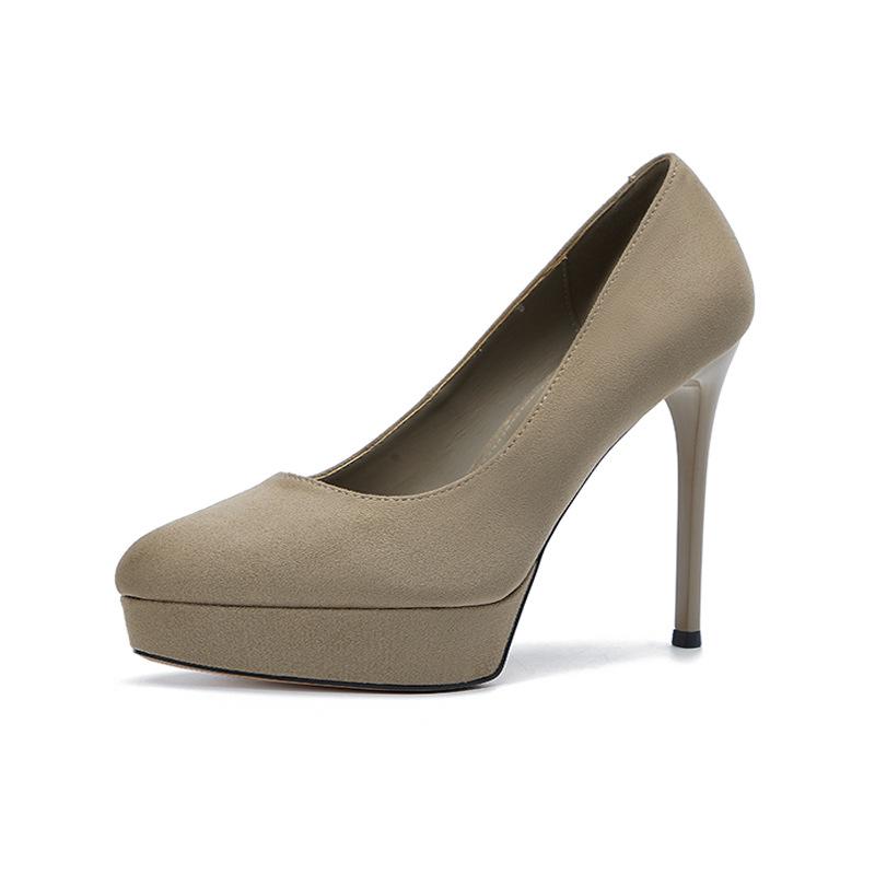 

136-2 Водонепроницаемые замшевые туфли-лодочки с круглым носком и очень высоким каблуком-шпилькой для женщин 39