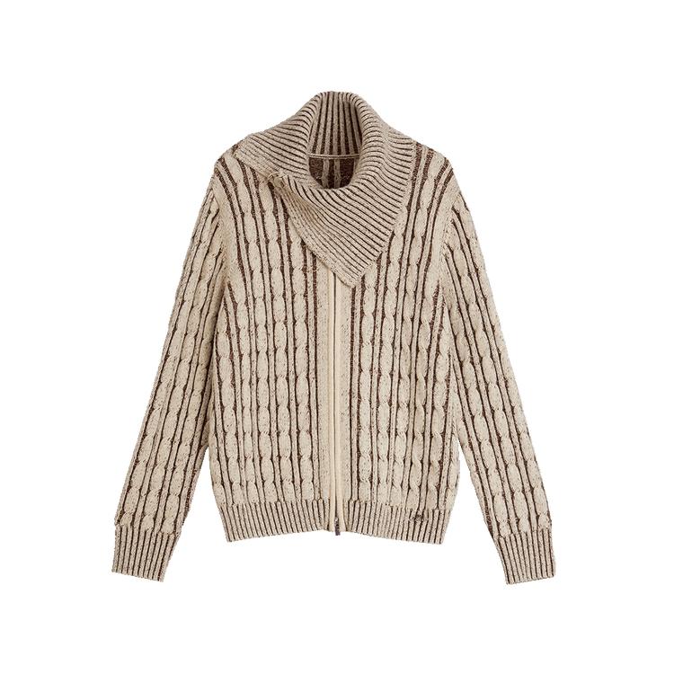 ELLE French Design Lapel Knitted Zipper Sweater Women sweater Brown EM49576