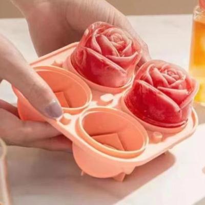 Moule à grille de glace en Silicone de qualité alimentaire, Rose créative, boîte à glace pour boisson froide, machine à glace pour whisky