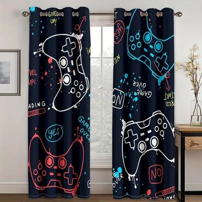 2 Pezzi Tende da Gioco per Soggiorno e Camera da Letto Decorazione Colorata Design Gamepad Per Adolescenti e Giocatori