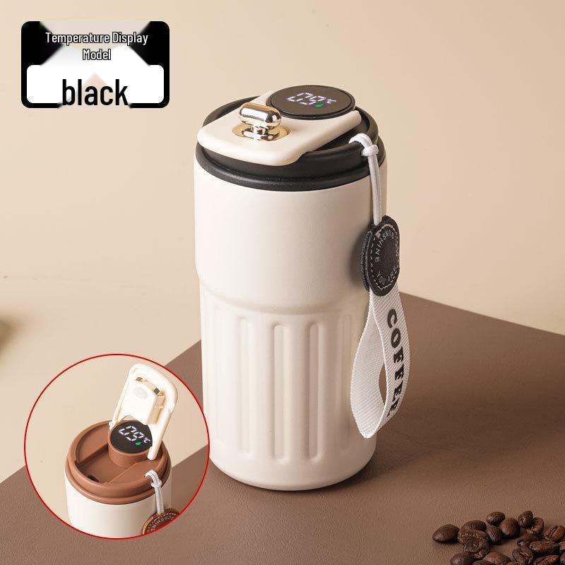 Temperature-Sensitive Coffee Thermos with Lanyard & Drink Switch