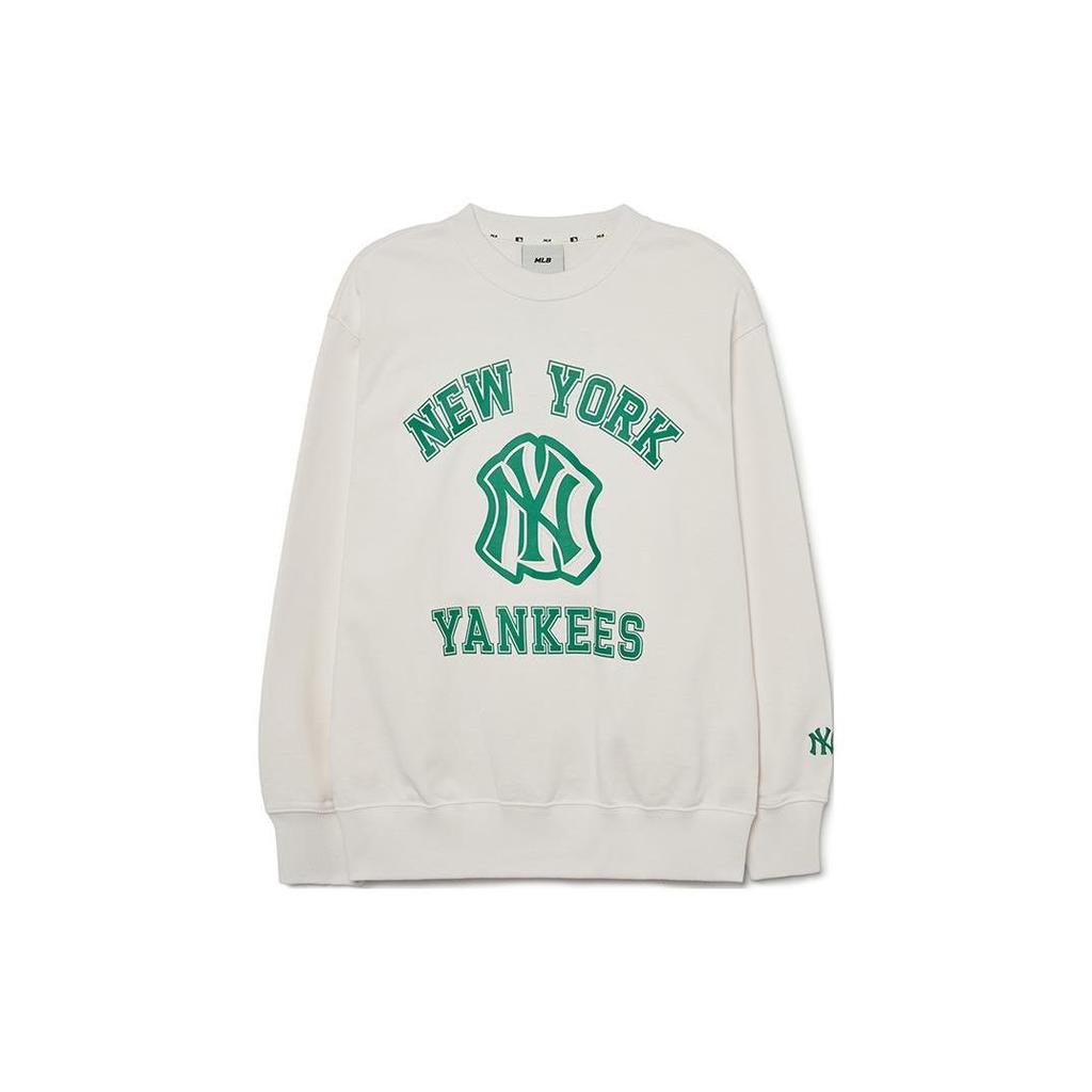 MLB New York Yankees Letter Pattern Printed Crewneck Sweatshirt Unisex sweatshirt Cream 3AMTV0131-50CRS