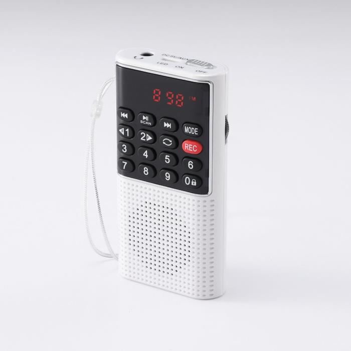 Radio portable - WE - Modèle rechargeable FM - Lecteur micro SD - 3W RMS - Couleur Blanc