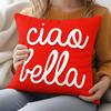 1pc Italian "Ciao Bella" Pillowcase & Cushion Cover - Double-Sided Italian Phrase Print, Zipper Closure Suitable for Sofa Bed Decor, Machine Washable 