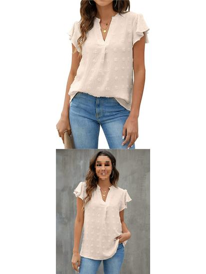 European and American Women's Ruffle Chiffon Summer Shirt