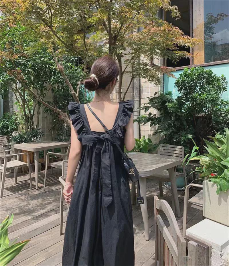 Women's Black Suspender Skirt - Summer Sweet & Spicy, Hip-Hugging, Long Vest Skirt with Elegant Swing