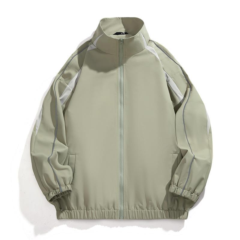 Frühlings- und Herbst-Spleiß Stehkragen Lässige Einfarbige Jacke Paarjacke