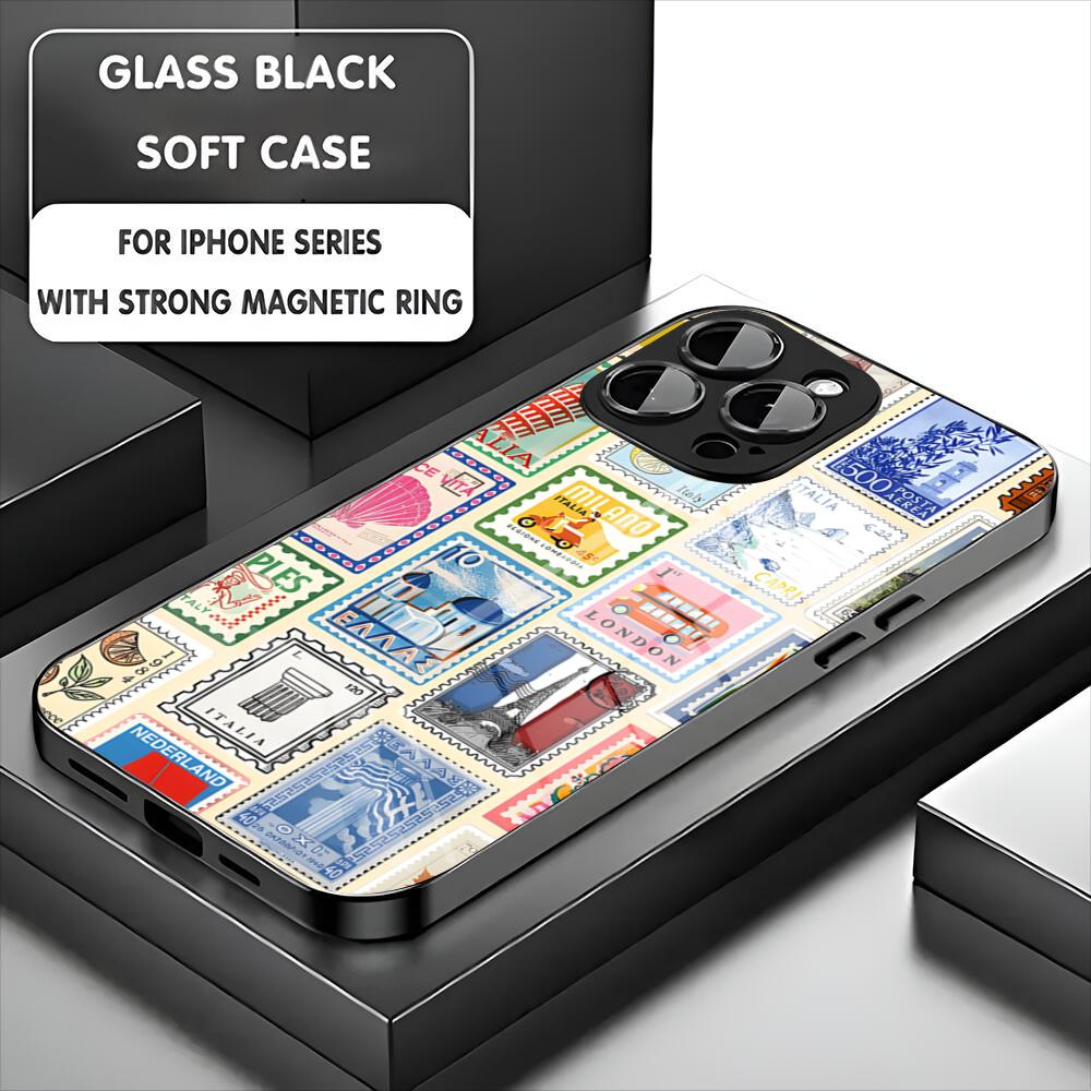 Latest Retro Stamp Creative Designs Phone Case For Iphone 17 16 15 14 13 11 12 Pro Max Mini Plus Magnetic Glass Phone Cover