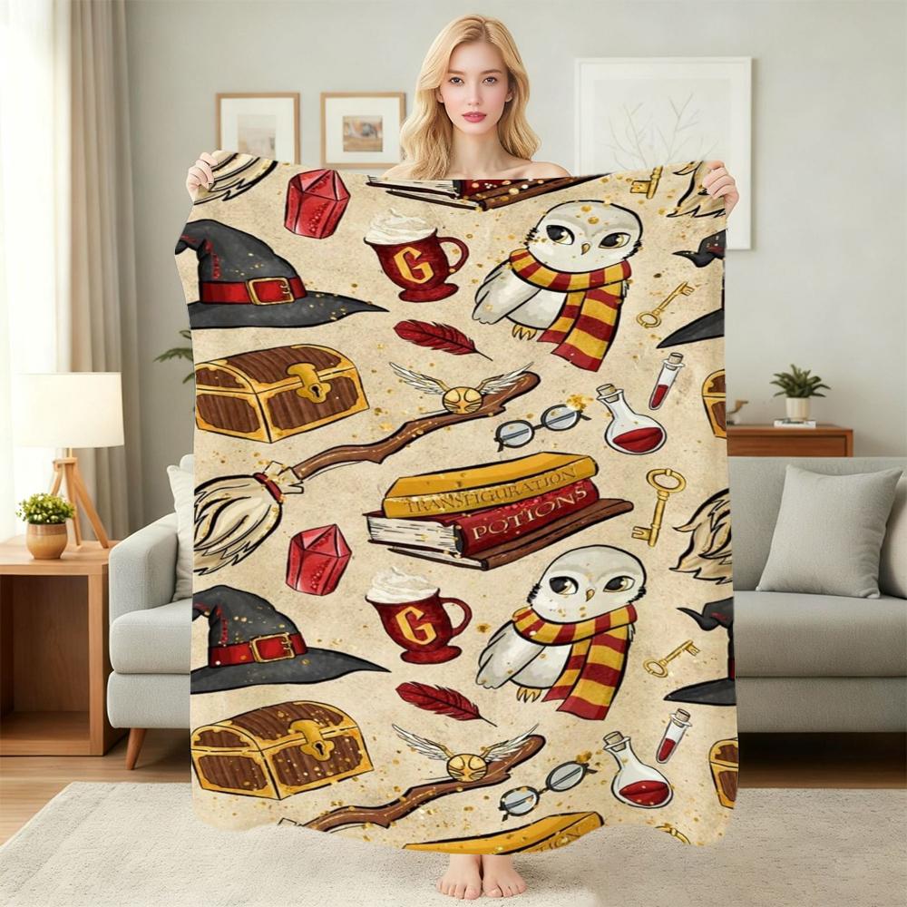 Hogwarts Magical Essentials Theme Blanket Fluffy Plush Throw Blanket For Living Room Gaming Room Home Party Decor Christmas Gift