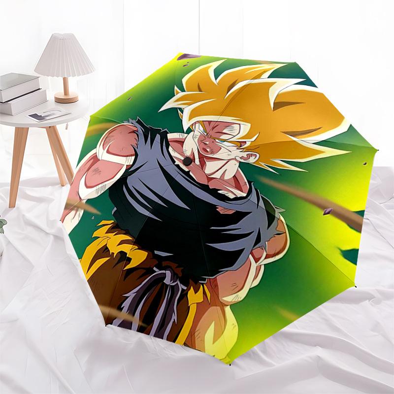 1pc Dragon Ball Z Goku Automatic Opening/Closing Outdoor Umbrella - Portable 3-Fold Design with Iron Frame - Outdoor for Fans, Travelers, Daily U