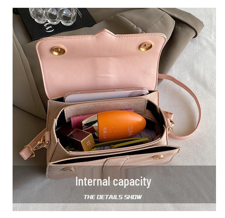 Damen 2024 Mode Kleine Quadratische Handtasche - Retro & Vielseitig, Einfarbige Schulter- oder Umhängetasche