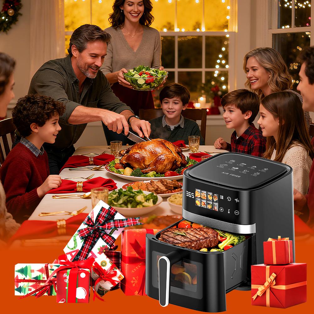 Freidora de Aire 6L Estilo Visible de Vidrio Fácil de Limpiar Doméstico Multifuncional Todo en Uno Freidora Eléctrica