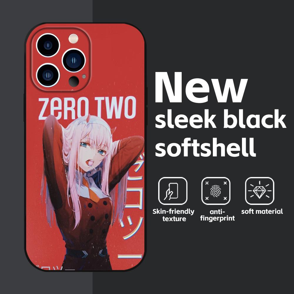 Cute Zero Two Anime Cool  Phone Case For iPhone 16 16e 15 14 13 12 11 Plus Mini Pro Max Soft Black Shockproof Cover