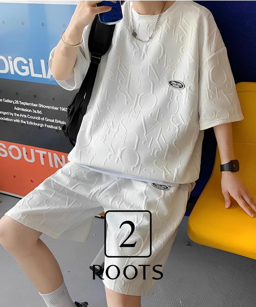 Top and Bottom Setup 2 Piece Set Logo Design Cut and Sewn Shorts Half Sleeves Room Wear Loungewear Easy Summer Cycle Wear Cycling Street Style Casual