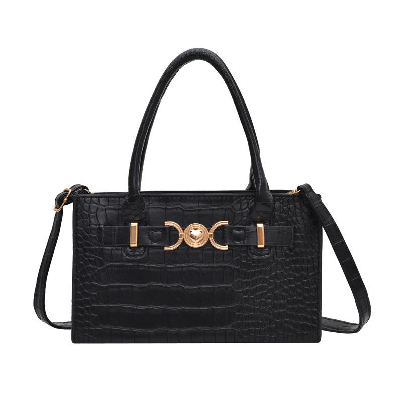 Crocodile pattern messenger bag, simple commuter, niche shoulder bag, hand carry small square bag, simple and versatile commuter bag