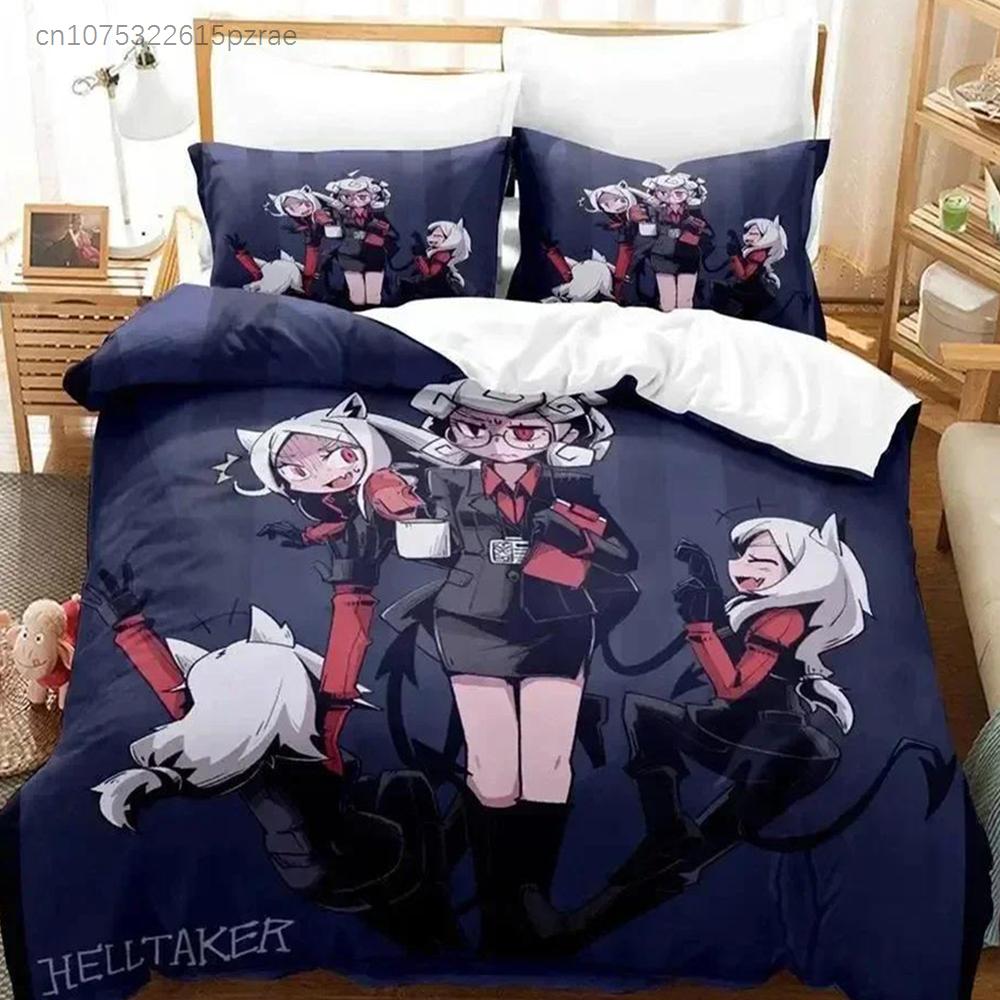 Anime Game Helltaker Bedding Set Printed Bed Set With Pillowcase Bed Duvet Cover Soft Queen King Size Bedclothes Home Boys Adult