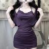 Pure Desire Spice Girl Sexy Short-sleeved Dress Women's Summer Design Feeling Pleated Slim Waist Slim Hip Short Skirt