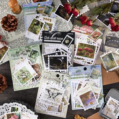 30 Stück Vintage Stempel Pflanze Scrapbook Aufkleber Packung Briefmarke Für Tagebuch DIY Kunsthandwerk Dekoration Schreibwaren Aufkleber