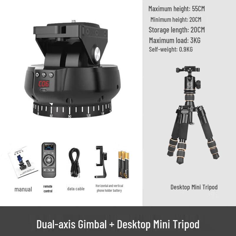 8-Light Load Panoramic Electric Pan-Tilt Head for DSLR Camera, 360° Time-Lapse Photography, Auto Rotation Control