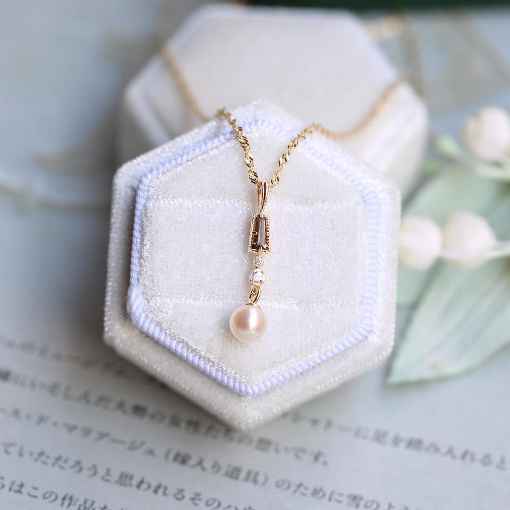 New 925 Sterling Silver  Smoky Quartz Freshwater Pearl  Necklace  Natural Gemstone Luxury Necklace for Woman 14K Gold Plated