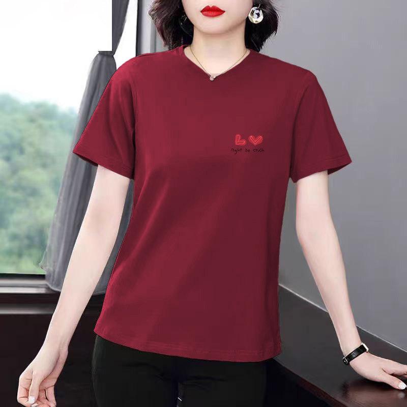 2026 Summer Women's Loose Short Sleeve Round Neck T-shirt - Plus Size, Slimming, Versatile, Simple Design